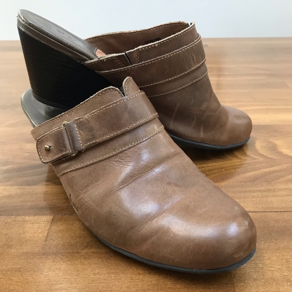 BOC Sz 10 Tan Brown Cowboy Heel Comfort Mules Shoe Booties Western  Cottage Core